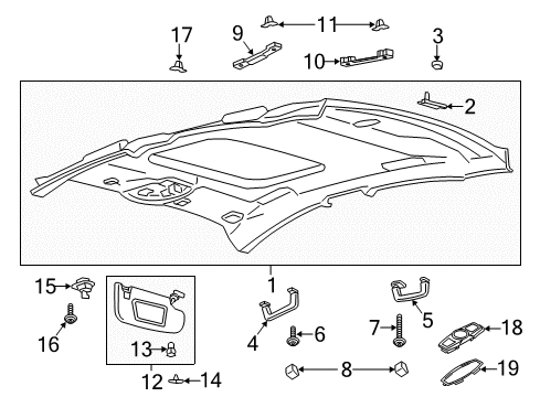 2018 Ford Fusion Sun Visor Assembly Diagram for HS7Z-5404105-KA