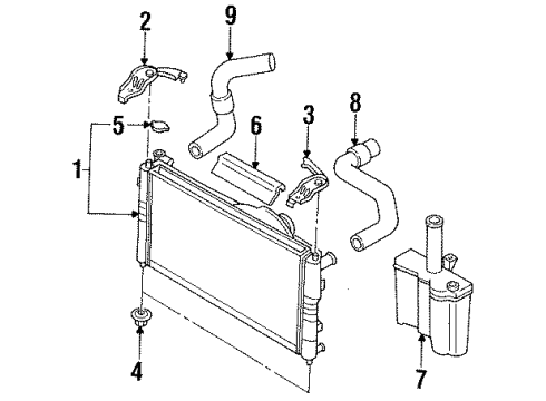 1997 Ford Probe Radiator & Components Diagram