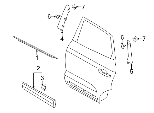 2016 Lincoln MKC Moulding - Door Window Frame Diagram for EJ7Z-78255A34-AB