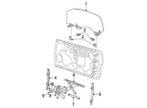 1996 Ford Mustang Door & Components Diagram