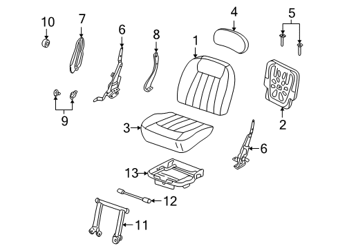 2002 Lincoln Blackwood Rear Seat Cushion Cover Assembly Diagram for 2C6Z-1663805-AAA