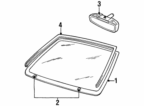 1997 Lincoln Continental Mirror Assembly Rear View Diagram for 1R3Z17700CA