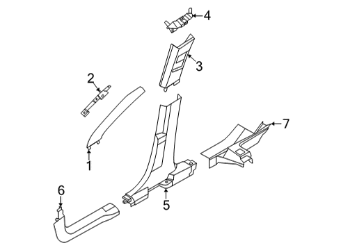 2023 Ford Maverick Interior Trim - Pillars Diagram