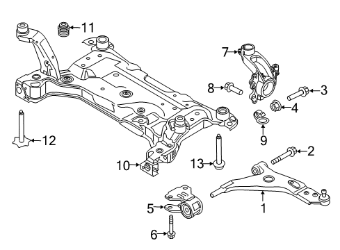 2014 Ford Escape Front Suspension Components, Lower Control Arm, Stabilizer Bar Diagram