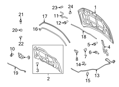 2011 Ford Fusion Latch Assembly - Hood Diagram for AE5Z-16700-A