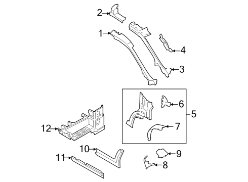 2023 Ford E-Transit Hinge Pillar Diagram