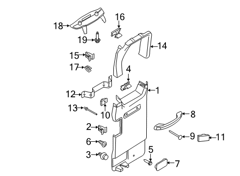 2018 Ford Transit-250 Cover - Door Inside Handle Diagram for EK4Z-18264B82-AA