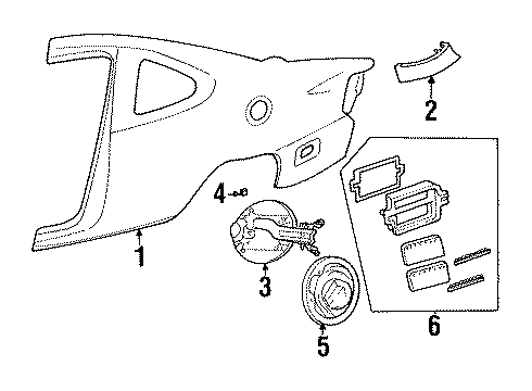 2000 Ford Escort Quarter Panel & Components Diagram 1 - Thumbnail