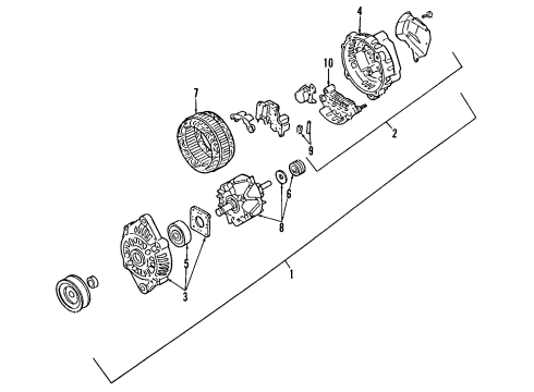 1996 Ford Probe Alternator Assembly Diagram for F32Z-10346-ARM