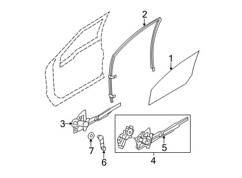 2008 Ford F-350 Super Duty Front Door - Glass & Hardware Diagram