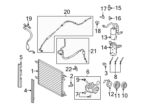 2008 Ford F-350 Super Duty A/C Condenser, Compressor & Lines Diagram