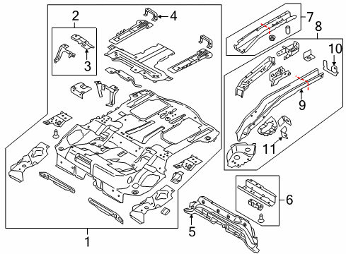 2014 Ford C-Max Rear Body - Floor & Rails Diagram