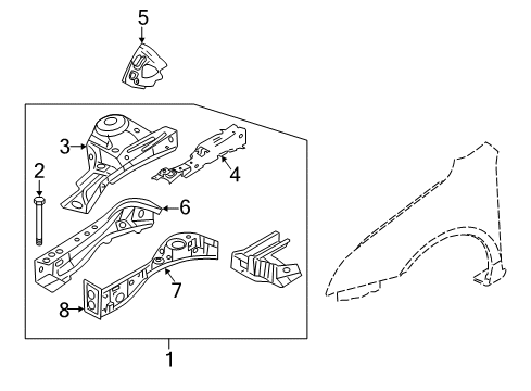 2010 Lincoln MKZ Structural Components & Rails Diagram