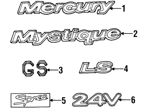 1996 Mercury Mystique Plate Lugg Compt Door Diagram for F6RZ5442528UAW