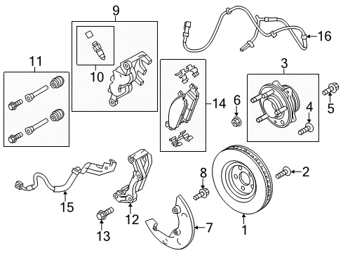 2017 Ford Police Interceptor Utility Brake Components, Brakes Diagram 1 - Thumbnail