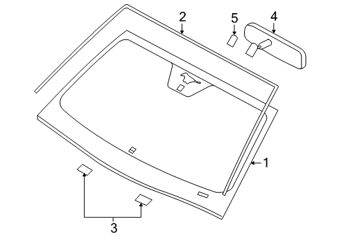 2008 Ford Mustang Windshield Glass Diagram