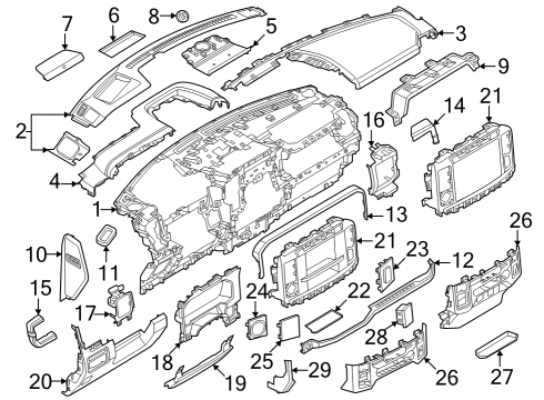 2023 Ford F-350 Super Duty Instrument Panel Components Diagram 1 - Thumbnail