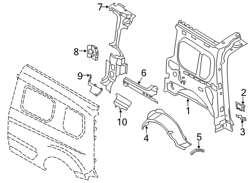 2023 Ford Transit Connect Inner Structure - Side Panel Diagram