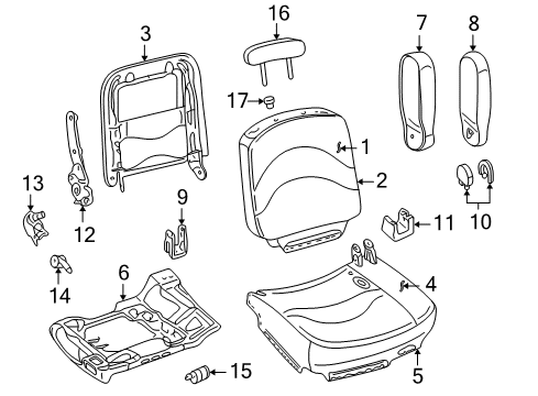 2008 Ford Crown Victoria Seat Back Pad Diagram for 5W7Z-5464811-AA