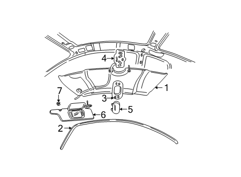 2002 Ford Mustang Sun Visor Assembly Diagram for 1R3Z-6304104-BAA