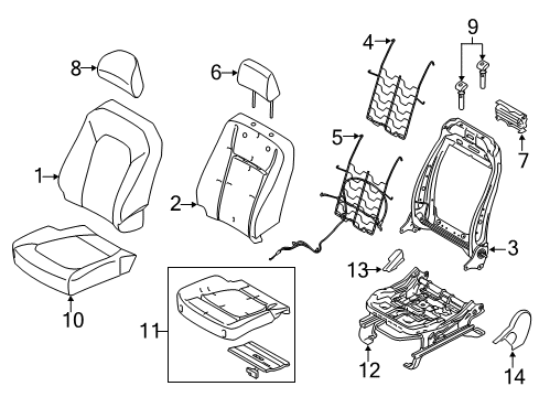 2017 Ford F-150 Seat Cushion Cover Assembly Diagram for GL3Z-1662901-AQ