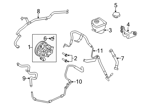 2012 Ford Fusion P/S Pump & Hoses, Steering Gear & Linkage Diagram