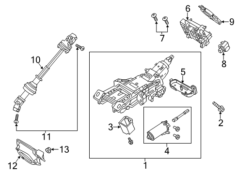 2016 Ford Special Service Police Sedan Steering Column & Wheel, Steering Gear & Linkage Diagram