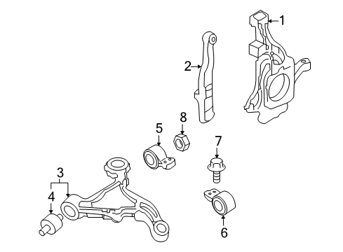 2005 Mercury Montego Front Suspension Components, Lower Control Arm, Stabilizer Bar Diagram