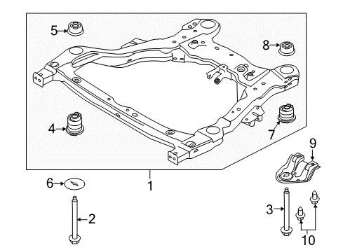 2014 Ford Explorer Crossmembers & Components - Front Diagram