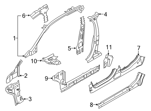 2021 Ford Edge Rail Assembly - Roof - Side Diagram for FT4Z-58513A08-A