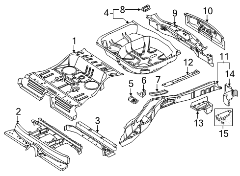 2012 Ford Explorer Rear Floor & Rails Diagram