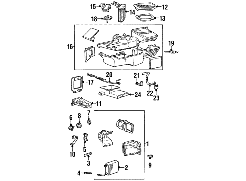 2002 Mercury Grand Marquis A/C Evaporator & Heater Components Diagram