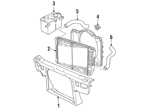 1996 Ford Thunderbird Radiator & Components, Radiator Support Diagram