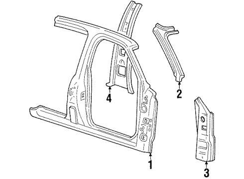 2000 Lincoln Navigator Center Pillar, Hinge Pillar, Uniside Diagram