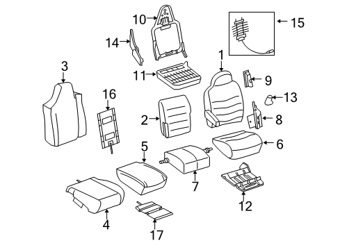 2007 Ford F-250 Super Duty Seat Back Cover Assembly Diagram for 5C3Z-2564416-RAC