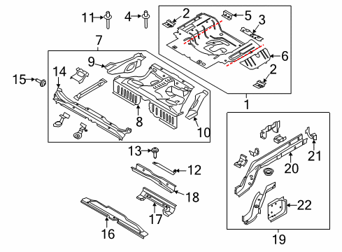 2023 Ford Mustang Rear Floor & Rails Diagram