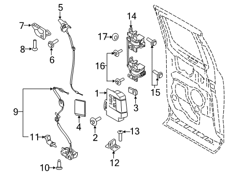 2019 Ford F-150 Rear Door - Lock & Hardware Diagram 3 - Thumbnail