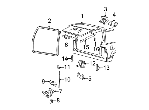 2008 Mercury Mountaineer Gate & Hardware Diagram