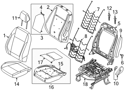 2013 Ford C-Max Seat Back Cover Assembly Diagram for CJ5Z-7864417-CA