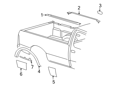 2007 Lincoln Mark LT Exterior Trim - Pick Up Box Diagram