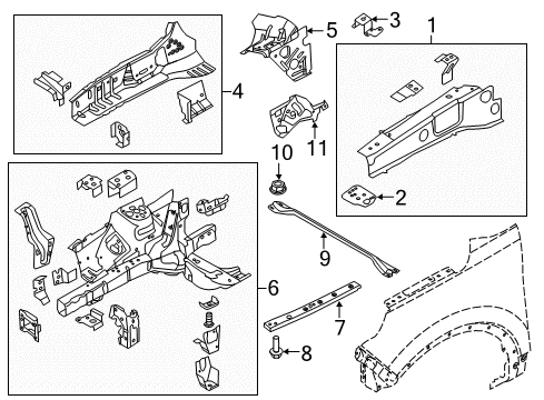 2019 Ford Explorer Structural Components & Rails Diagram