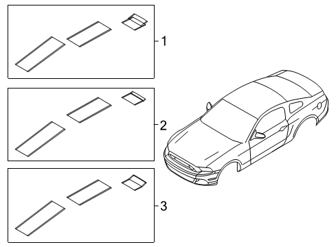 2013 Ford Mustang Racing Stripes - White, Over the Top, With Flush Mount Spoiler, With Camera Diagram for DR3Z-6320000-CM