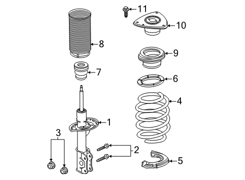 2020 Ford Police Interceptor Utility Struts & Components - Front Diagram 1 - Thumbnail