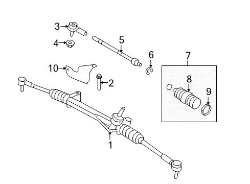 2010 Mercury Mariner Steering Column & Wheel, Steering Gear & Linkage Diagram