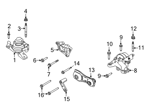 2019 Lincoln MKT Engine & Trans Mounting Diagram