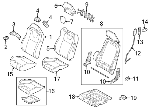 2012 Ford Mustang Seat Cushion Cover Assembly Diagram for CR3Z-6362900-CA