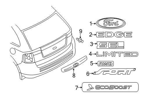 2011 Ford Edge Exterior Trim - Lift Gate Diagram