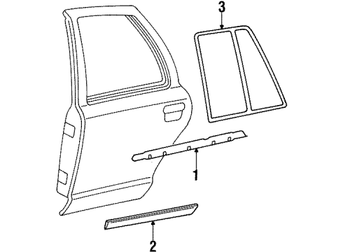 2002 Mercury Grand Marquis Exterior Trim - Rear Door Diagram