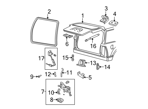 2003 Ford Explorer Lift Assembly - Gas Diagram for 3L2Z-78406A10-BA