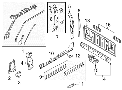 2018 Ford F-150 Back Panel, Hinge Pillar Diagram